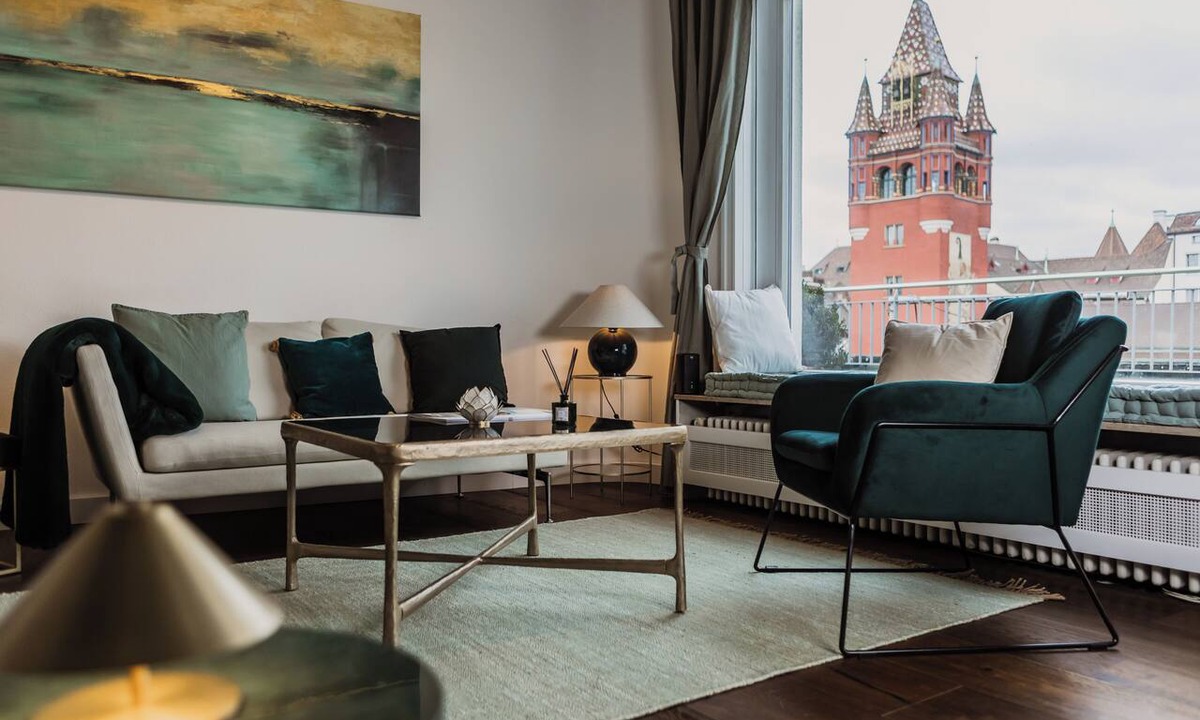 Basel City Centre Apartment | Stylish penthouse in the old town with generous rooftop terrace facing city hall
