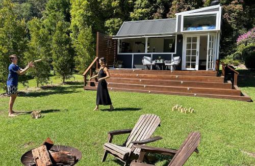 Matcham Ski Chalet | Central Coast Deck and Spa Luxury Tiny House with firepit