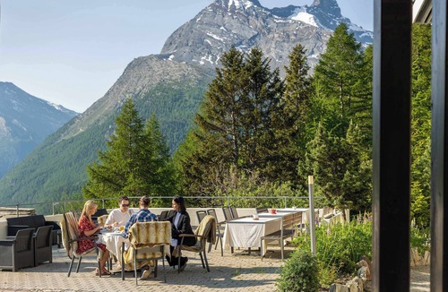 Saas-Balen Ski Chalet | Waldhotel Fletschhorn Private Whole Hotel in Saas-Fee 360 Alpine Views & Sauna