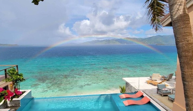 Private beach with infinity pool